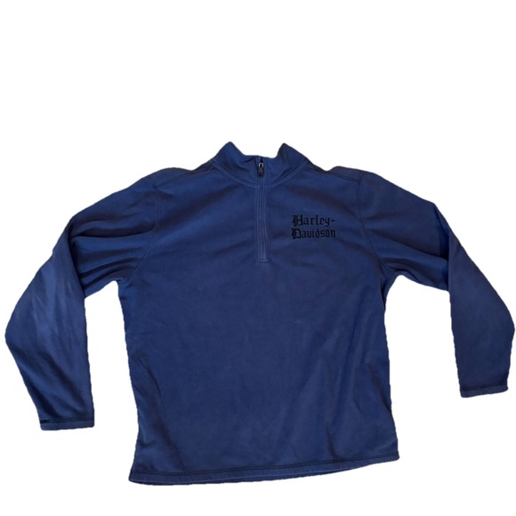 Harley Davidson Quarter Zip Mens Mock Neck Fleece Pullover Blue Size XL - Picture 1 of 4